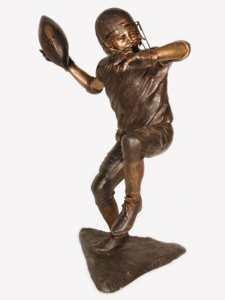 Boy Throwing Football Bronze Sculpture